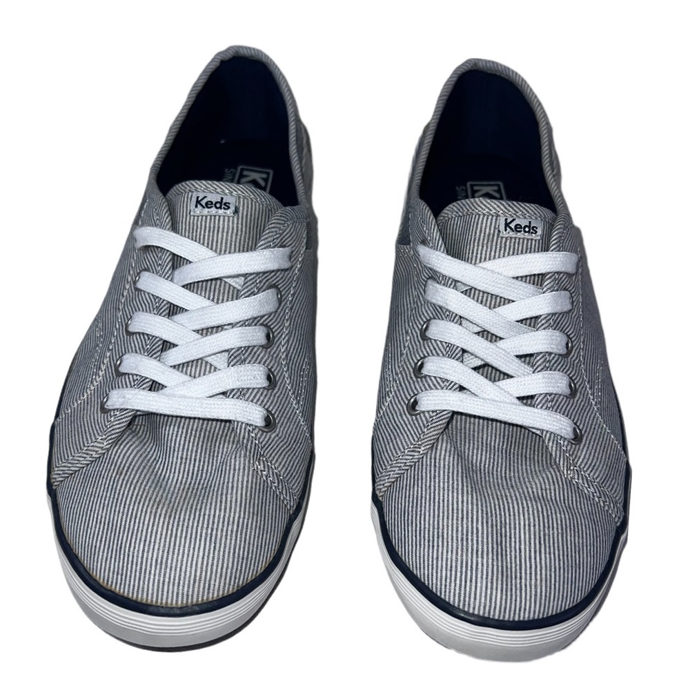 Keds Gray Pinstripe Lace-Up Sneakers | Women’s 8.5 - Picture 2 of 8